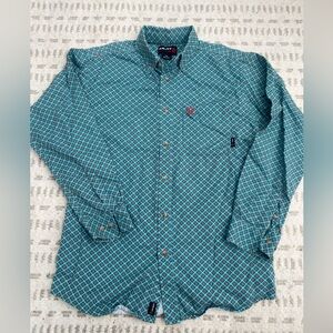 Ariat Men's Blue Patterned Shirt FR FLAME RESISTANT WORKSHIRT